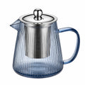 Teiera 1.00 L in vetro blu con filtro in acciaio e coperchio stile moderno