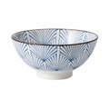 Ciotola in ceramica 20 cm bianca e blu con motivo geometrico per servire