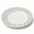 Piatto piano 27 cm in ceramica bianco verde a quadretti per tavola