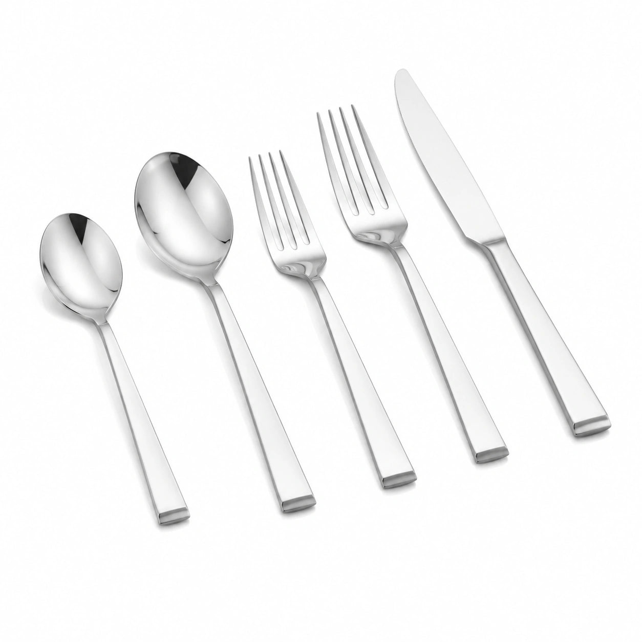 Set posate 5 pezzi 14-23 cm in acciaio inox argento lucido per tavola