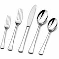 Set posate 5 pezzi in acciaio inox argento lucido per tavola