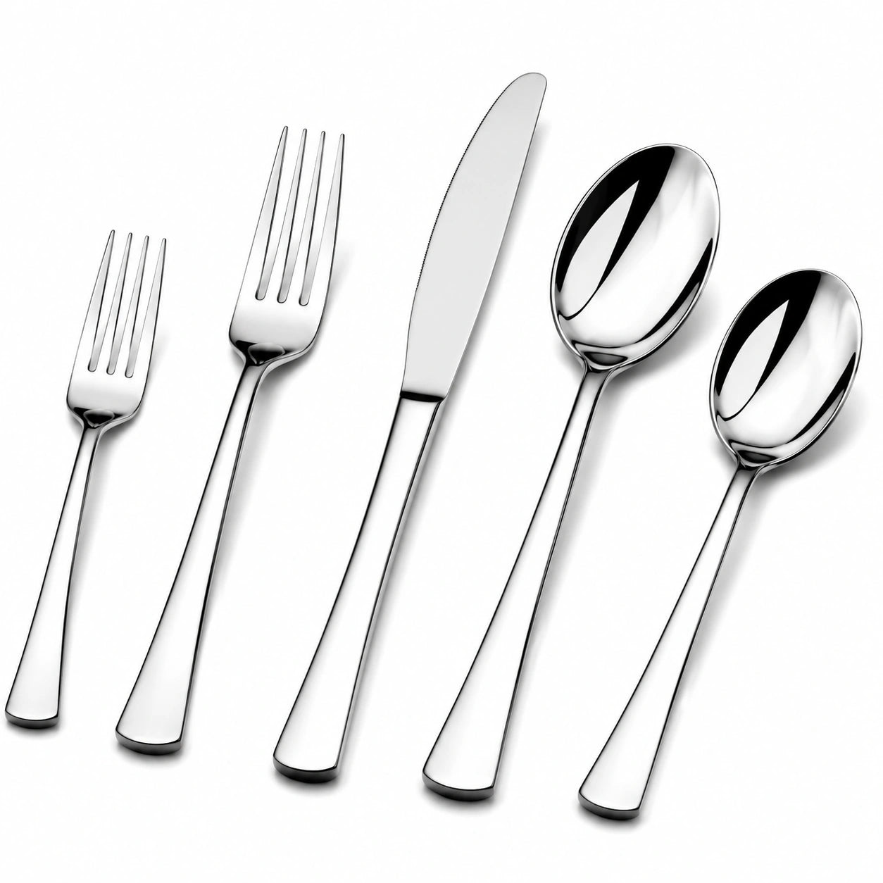 Set posate 5 pezzi in acciaio inox argento lucido per tavola