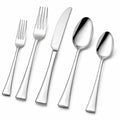 Set posate 5 pezzi in acciaio inox argento lucido - stile moderno per tavola