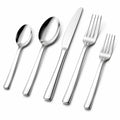 Set posate 5 pezzi in acciaio inox argento da tavola stile moderno