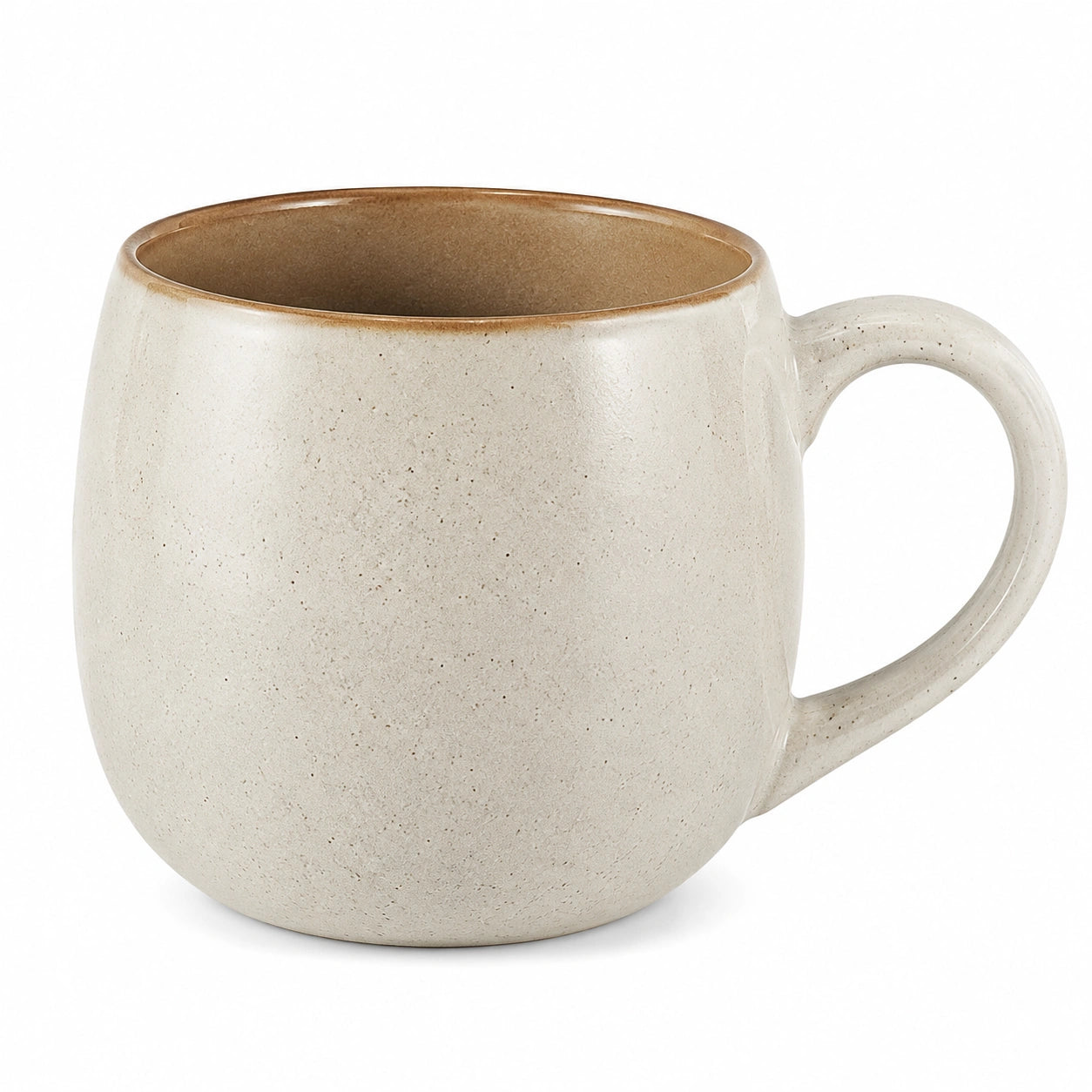 Tazza 450 ml in ceramica beige con manico - stile rustico