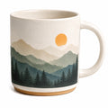 Tazza in ceramica 350 ml beige con paesaggio montano - stile rustico