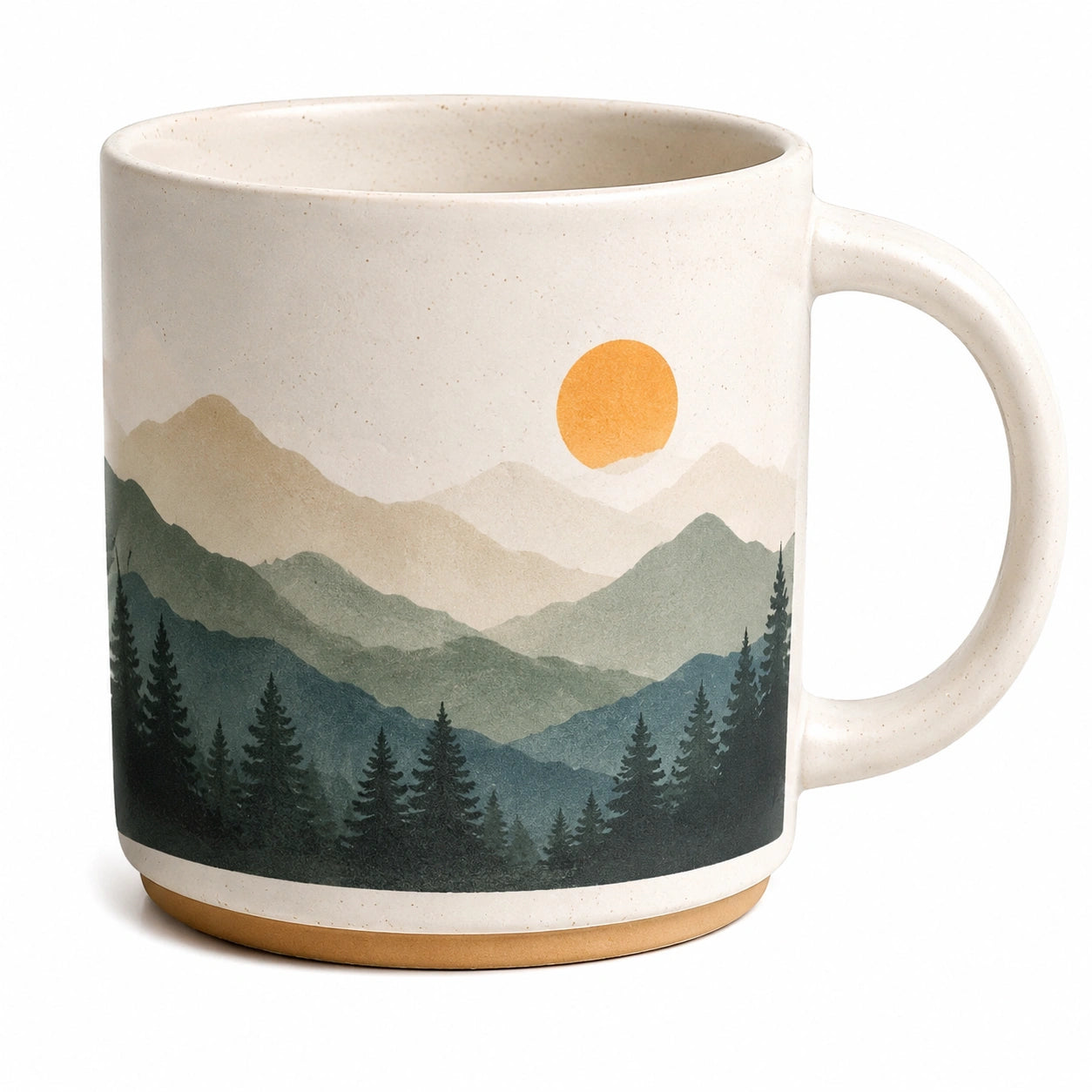 Tazza in ceramica 350 ml beige con paesaggio montano - stile rustico