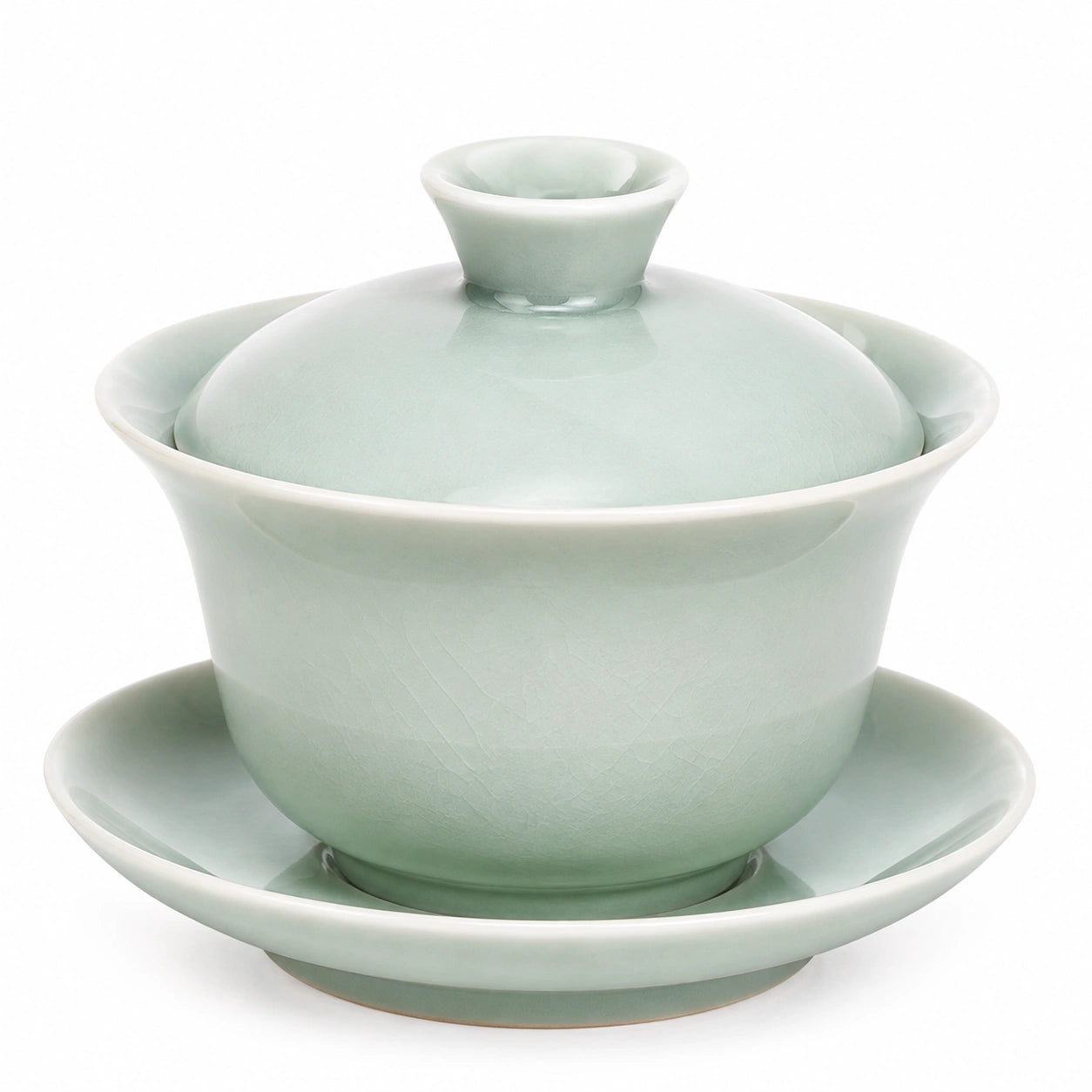 Tazza da tè con coperchio 180 ml in porcellana verde celadon - stile tradizionale