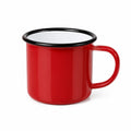 Tazza smaltata 350 ml diametro 8.5 cm rossa con bordo nero - manico per bevande calde e fredde
