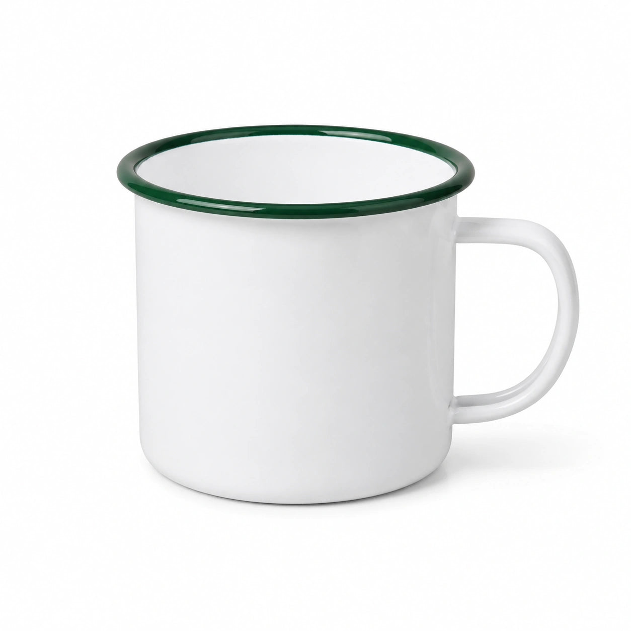 Tazza 350 ml 9 x 9 cm in metallo smaltato bianco e verde per bevande calde stile essenziale